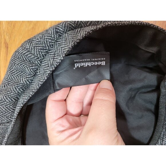 Beechfield Mens Classic Herringbone Newsboy Cap L/XL - Picture 3 of 4